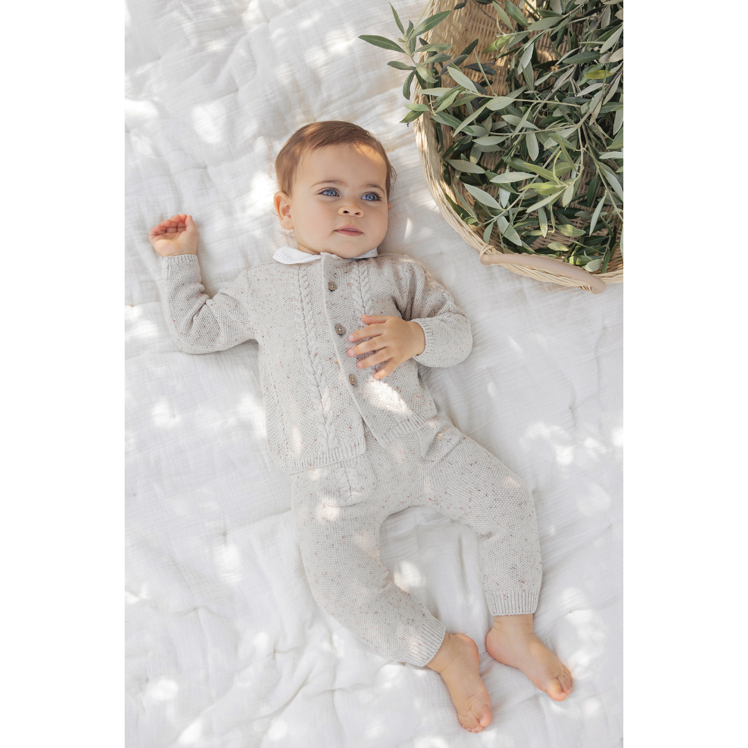 100% Cotton Knit Beige Baby Set