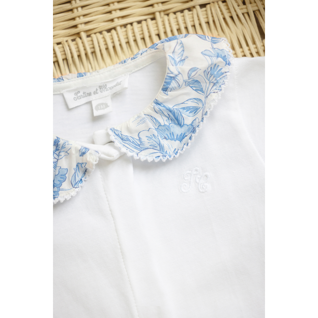 White Liberty Print Baby Girl Onesie
