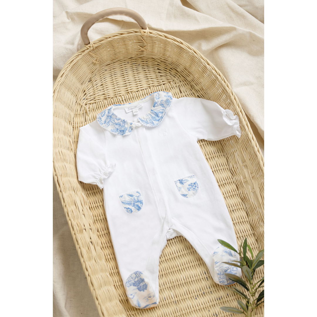 White Liberty Print Baby Girl Onesie