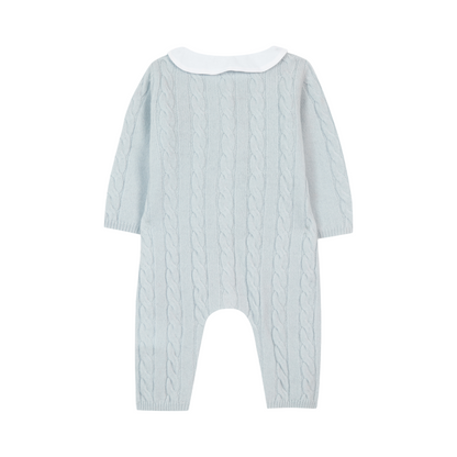Wool Cashmere Collared Onesie - Sky Blue
