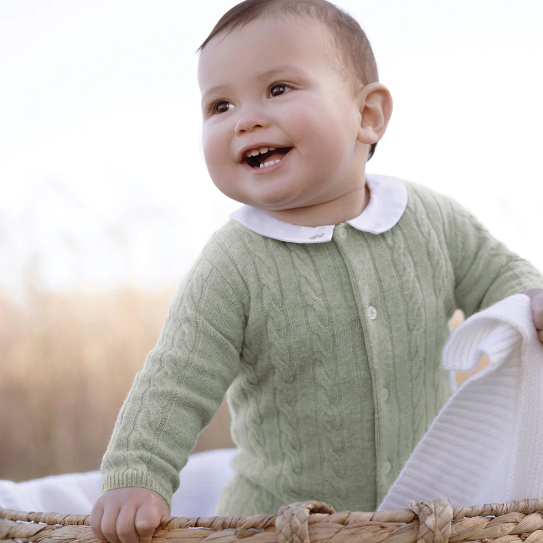 Wool Cashmere Collared Onesie - Green