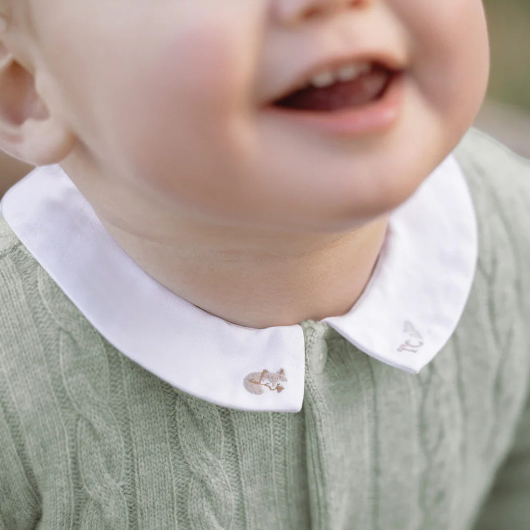 Wool Cashmere Collared Onesie - Green