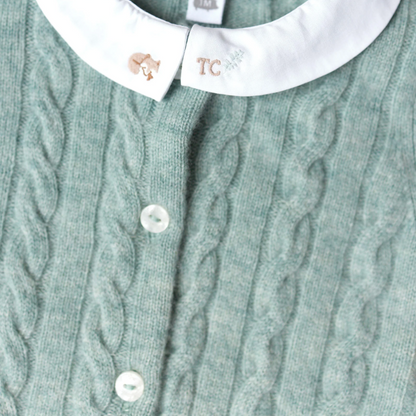 Wool Cashmere Collared Onesie - Green