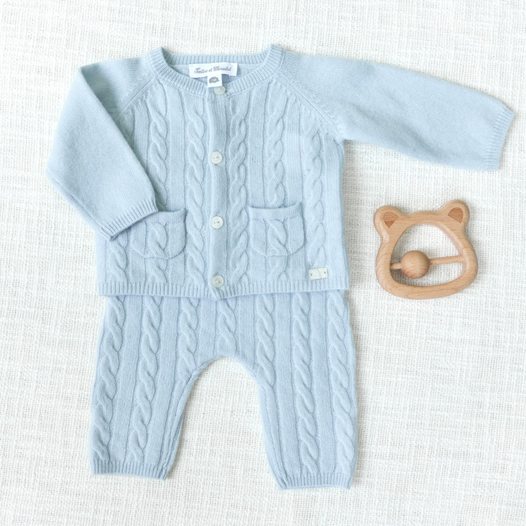 Wool Cashmere Baby Set - Sky Blue