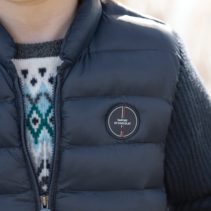 Navy Winter Jacket with Knit Sleeves