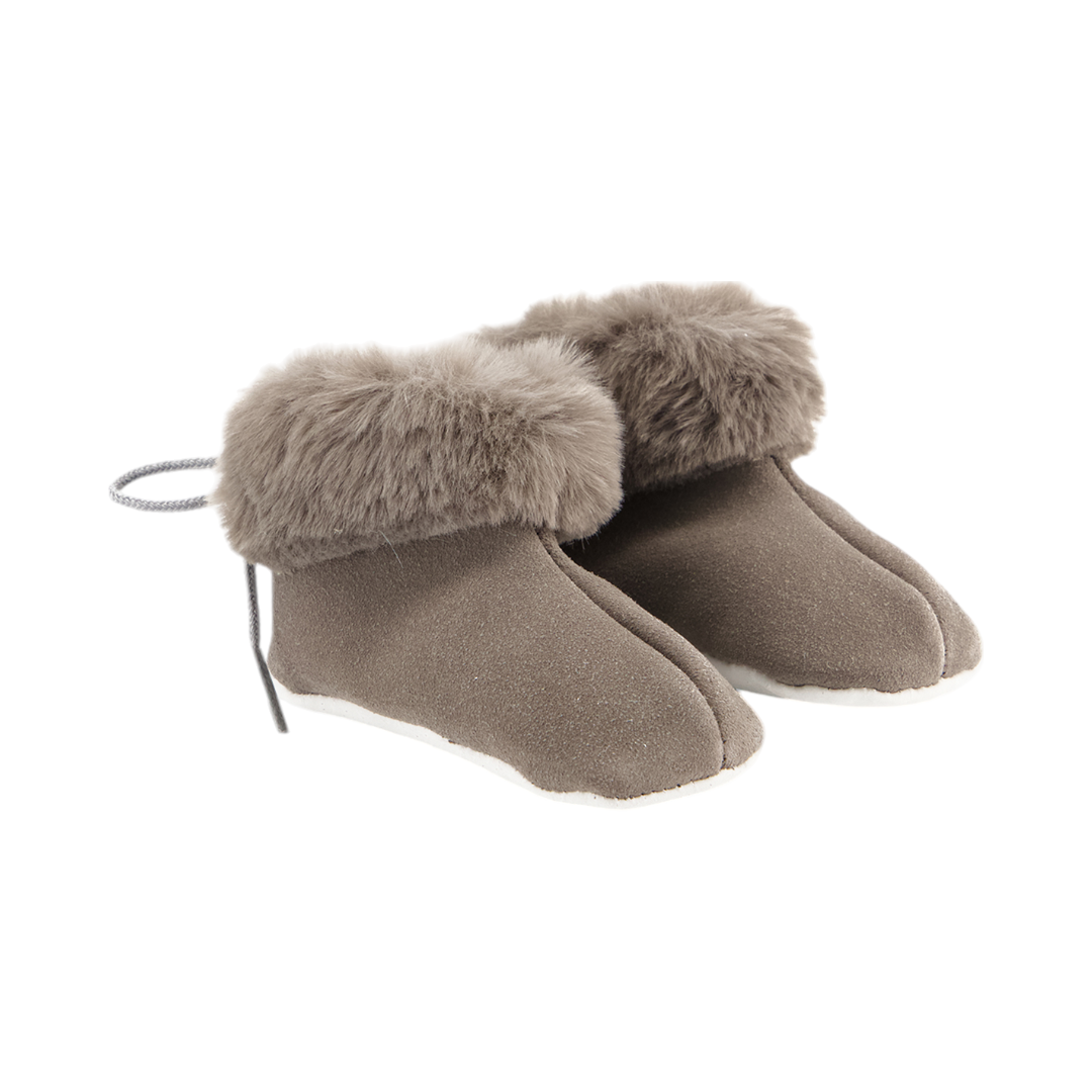 Grey Fur Baby Shoes