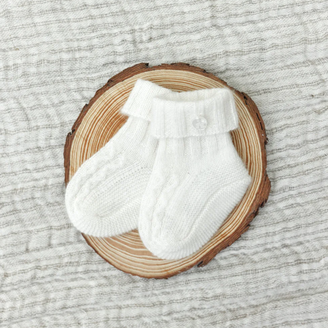 100% Cashmere Baby Socks - Ecru