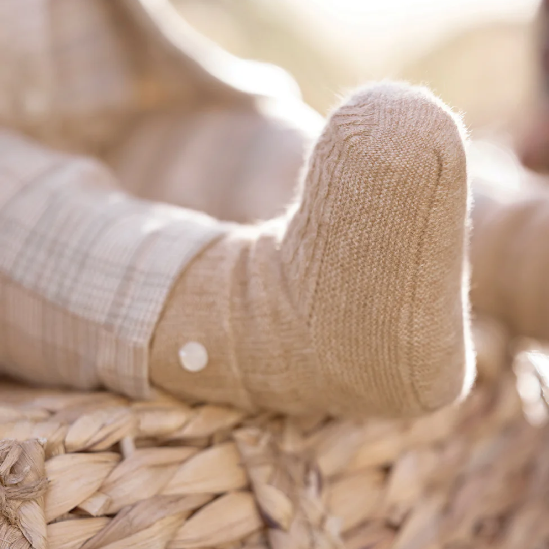 100% Cashmere Baby Socks - Beige