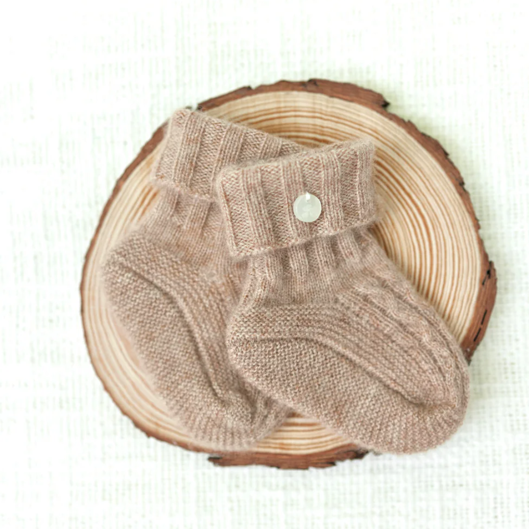 100% Cashmere Baby Socks - Beige