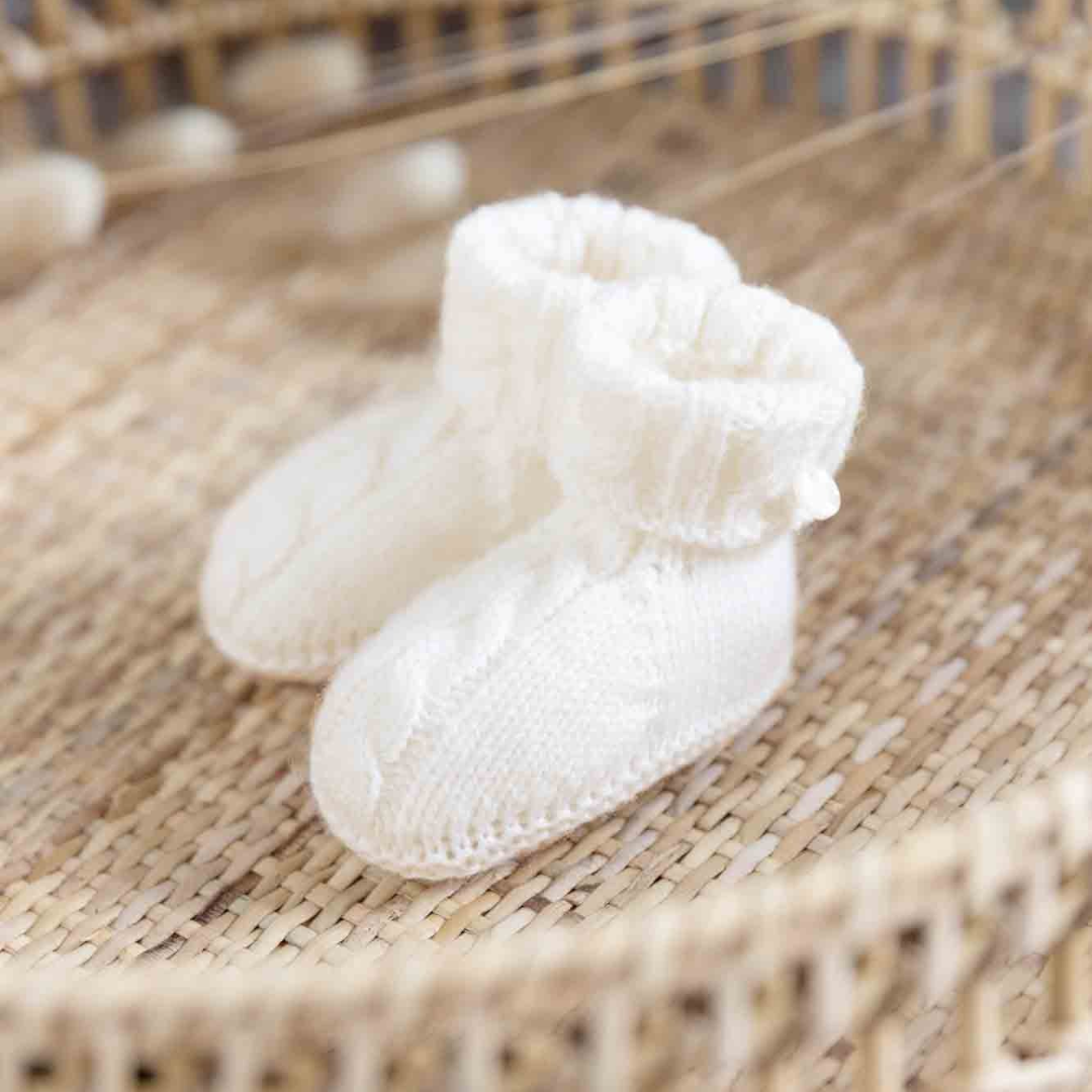 Knit Baby Socks - Ecru