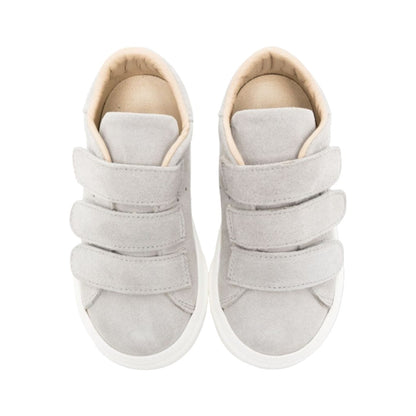 Three Velcro Strap Leather Sneakers - Grey