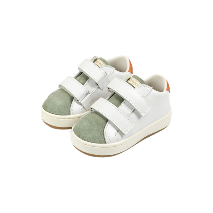 White Mint Coral Double Strap Sneakers