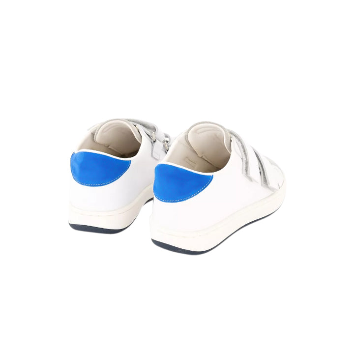 White Grey Electric Blue Double Strap Sneakers