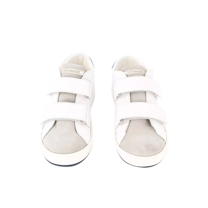 White Grey Electric Blue Double Strap Sneakers