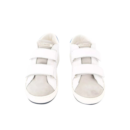 White Grey Electric Blue Double Strap Sneakers