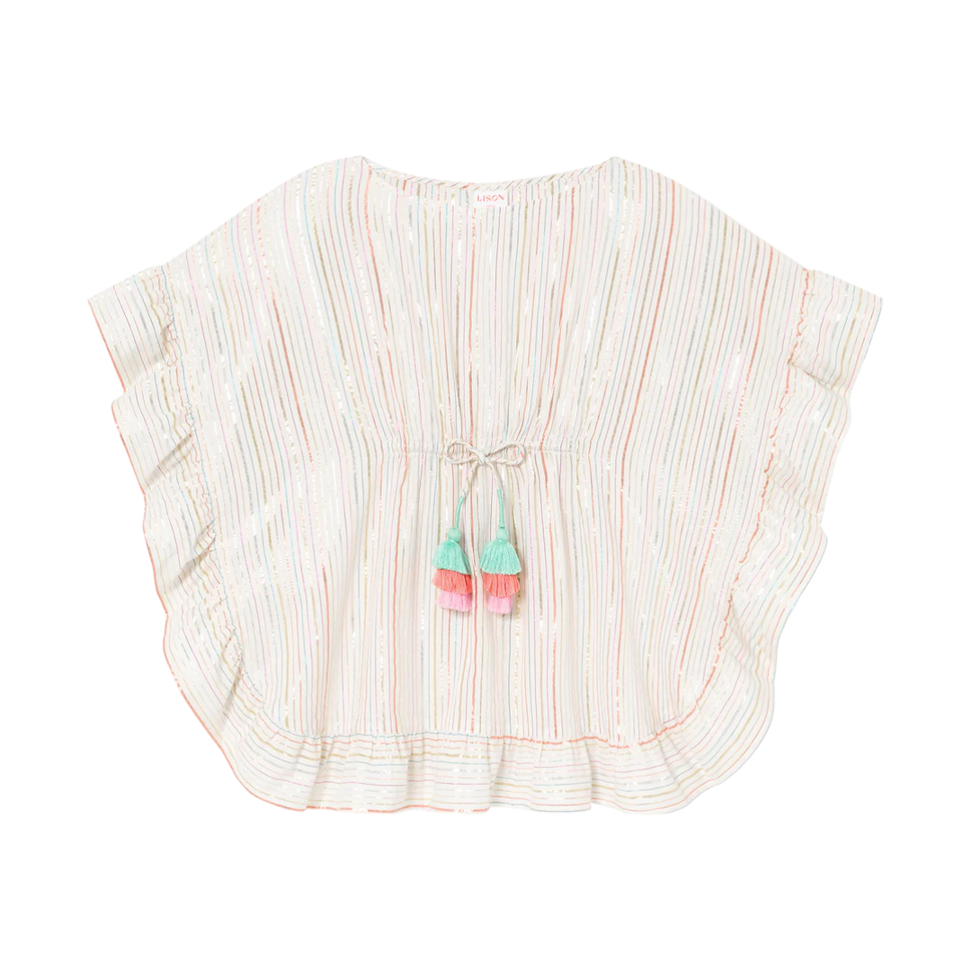 Gold &amp; Pink Stripes Caftan Swim Cover Up