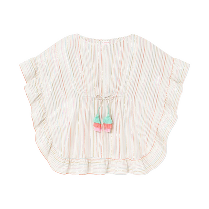 Gold &amp; Pink Stripes Caftan Swim Cover Up
