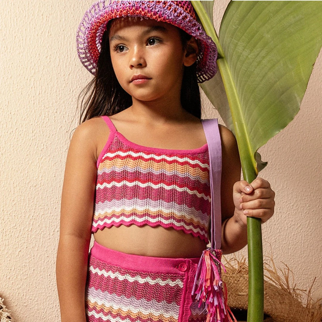 Sparkling Sands Crochet Top &amp; Skirt - Super Pink Mix
