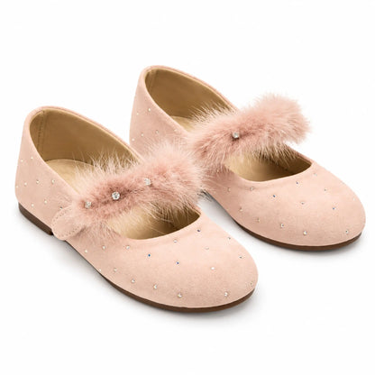 Swarovski Crystals Suede Ballerina Nude - product photo on white background