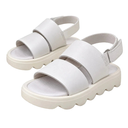 Babywalker white and off-white leather sandals, studio product view on white