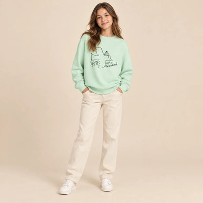Bird T-shirt - Green - 13Y girl lookbook pose 1