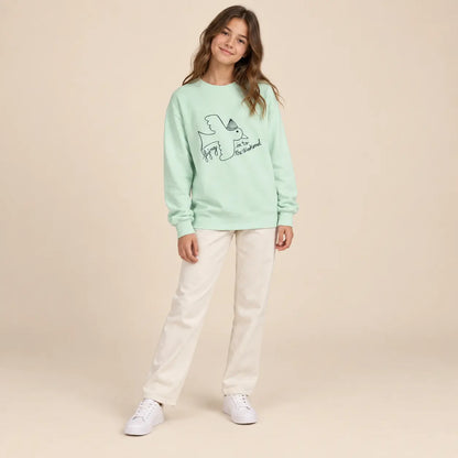 Bird T-shirt - Green - 13Y girl lookbook pose 2