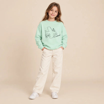 Bird T-shirt - Green - 9Y girl lookbook pose 1