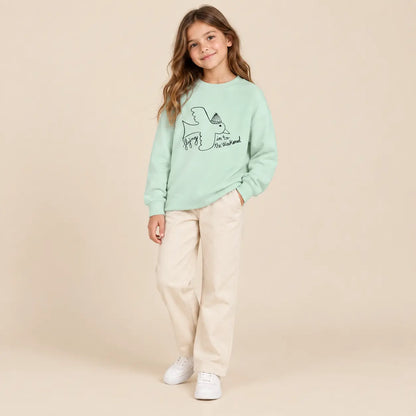 Bird T-shirt - Green - 9Y girl lookbook pose 2