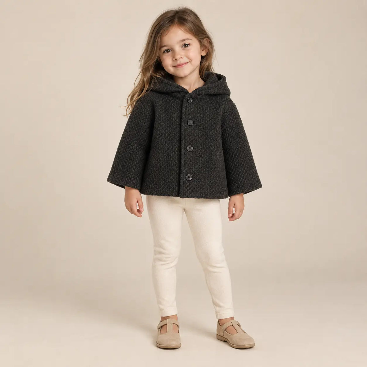 4 year girl wearing Black Knitted Jacket