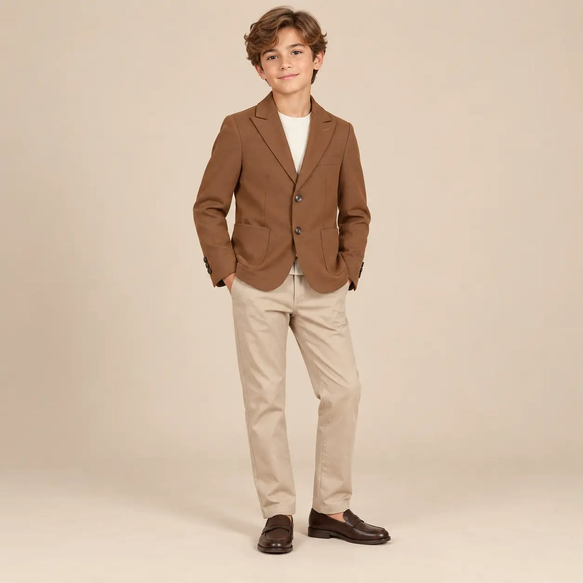 Boy 2 Buttons Jacket Brown - 12Y boy lookbook 1