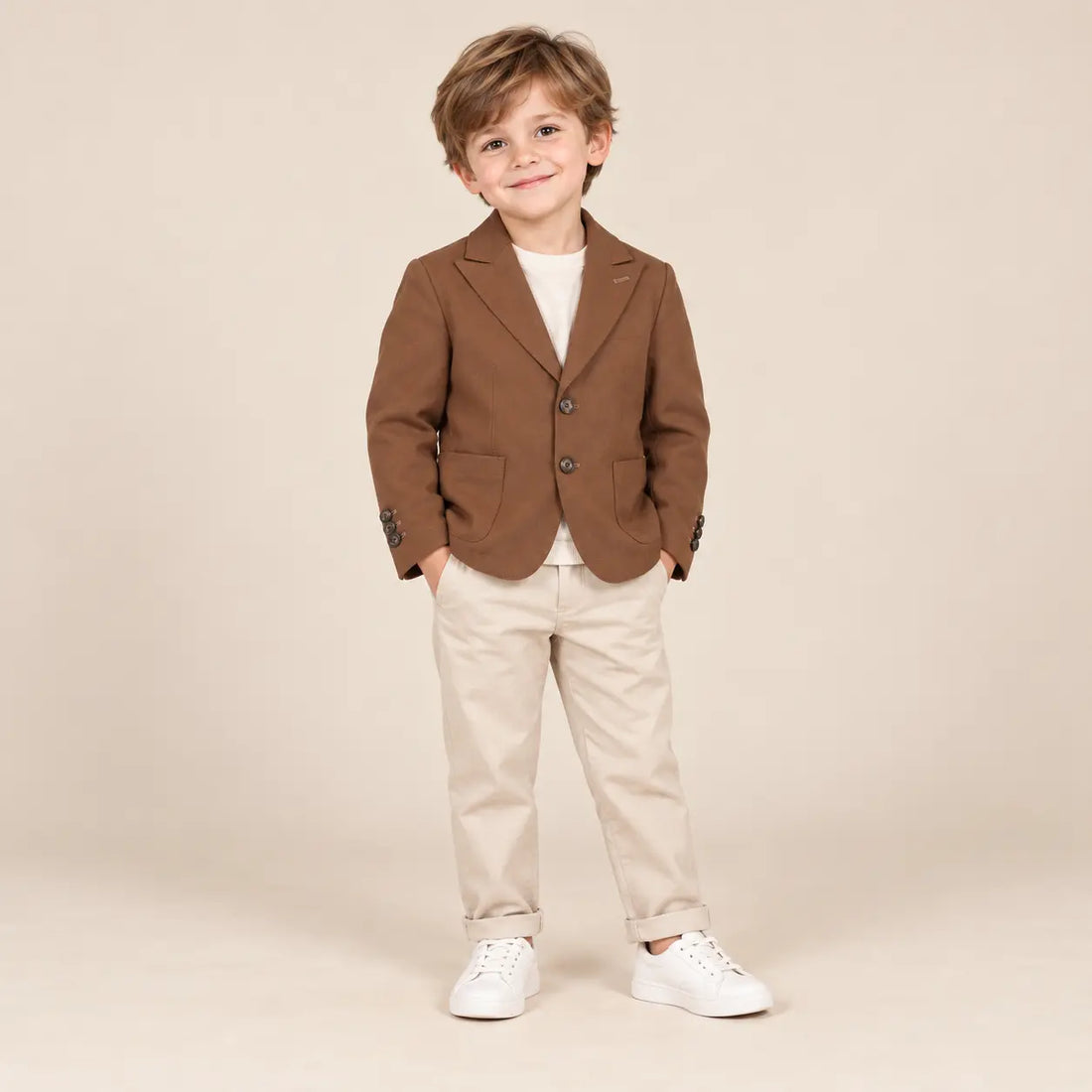 Boy 2 Buttons Jacket Brown - 4Y boy lookbook 1