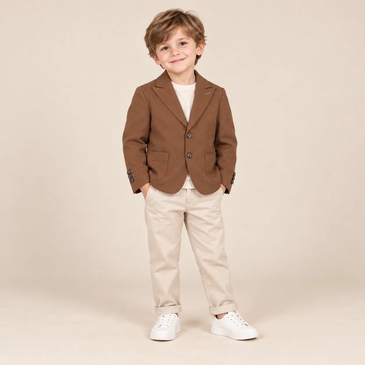Boy 2 Buttons Jacket Brown - 4Y boy lookbook 1