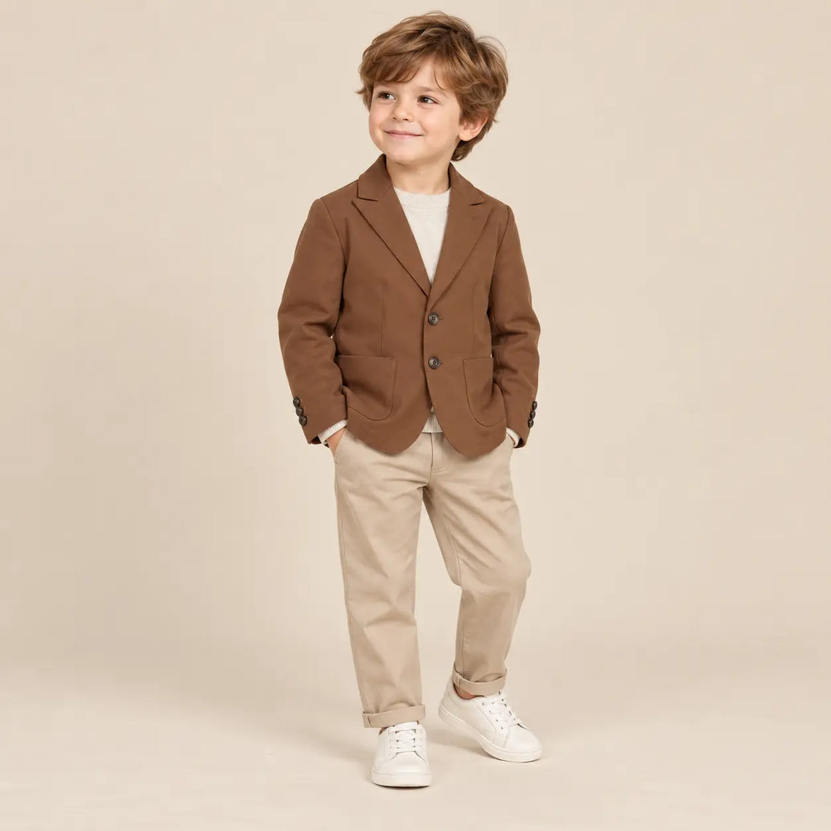 Boy 2 Buttons Jacket Brown - 4Y boy lookbook 2