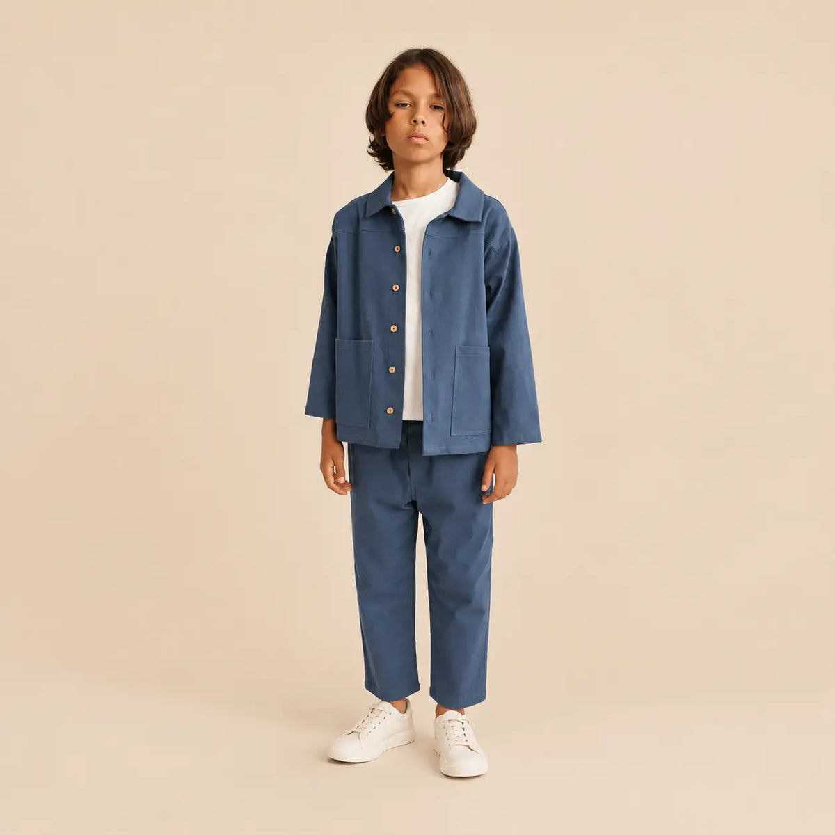 Blue denim set - 10Y boy lookbook pose 1