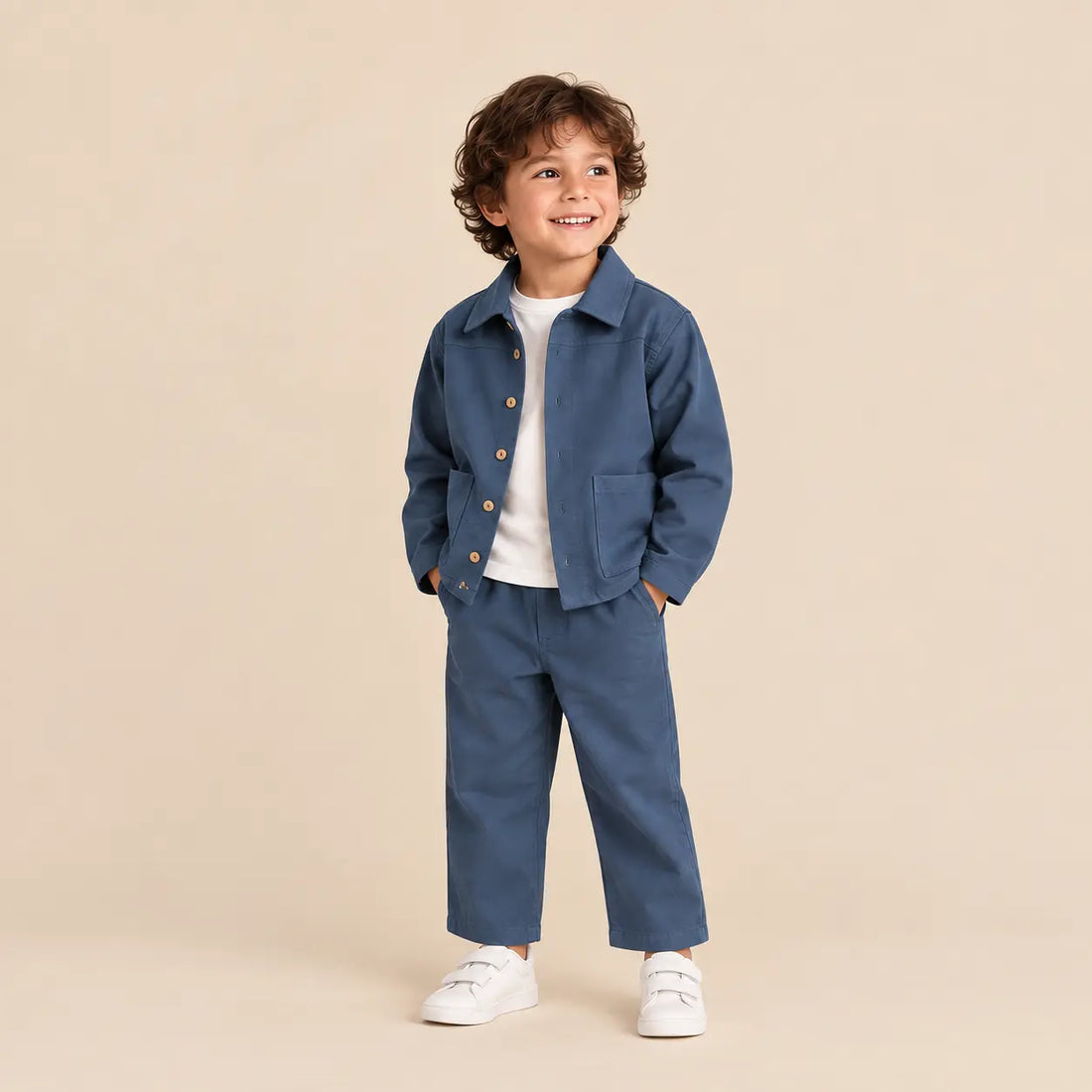 Blue denim set - 6Y boy lookbook pose 1