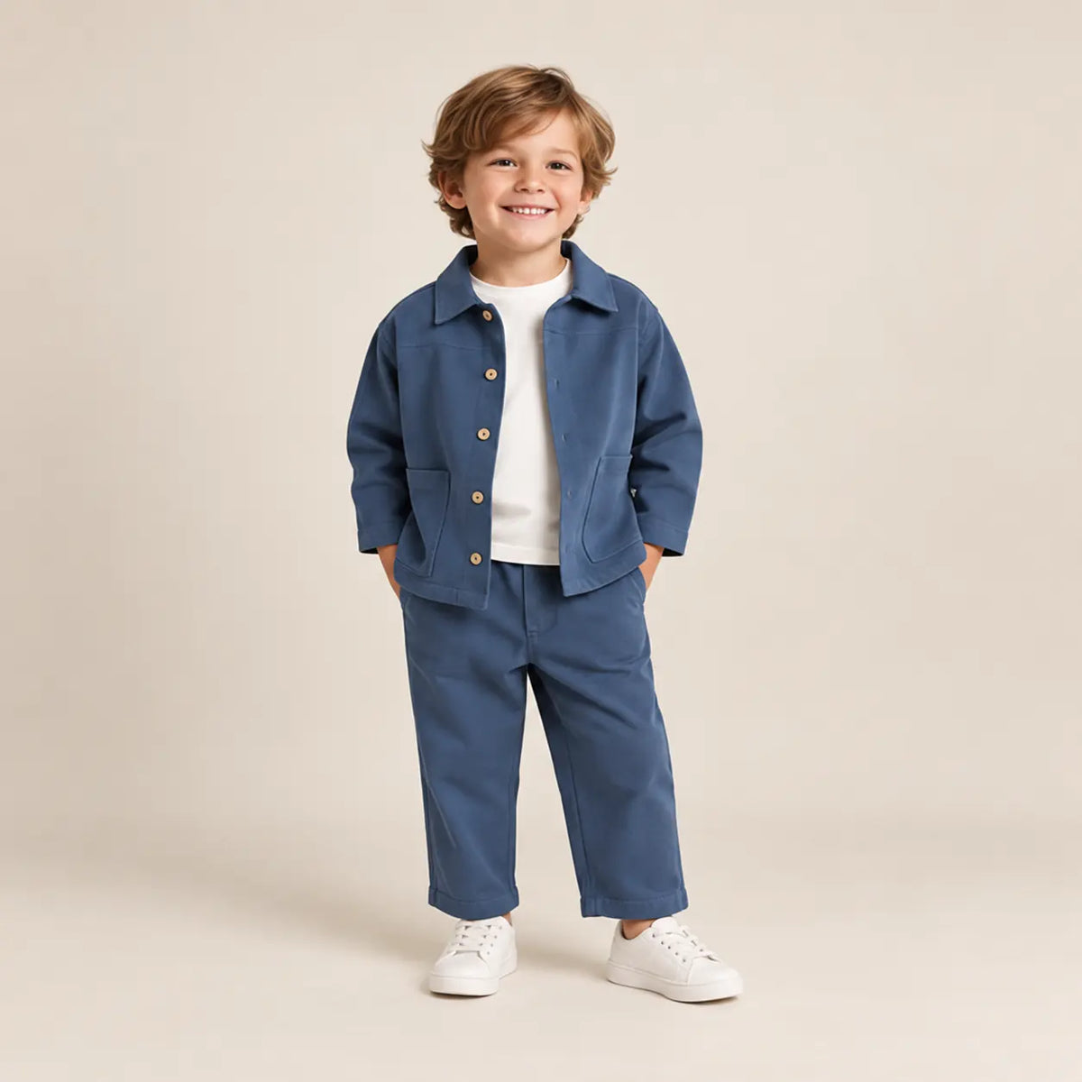 Blue denim set - 6Y boy lookbook pose 2