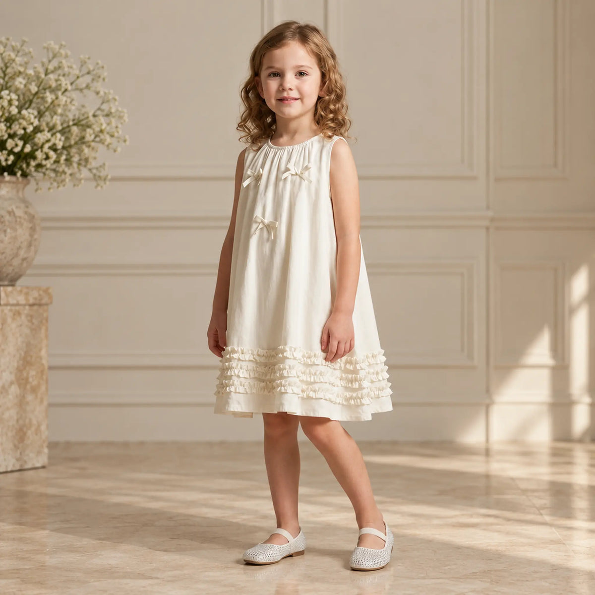 Babywalker Ivory Swarovski Crystal Girls Ballet Flats — lookbook, shoe size 26