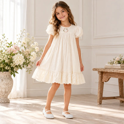 Babywalker Ivory Swarovski Crystal Girls Ballet Flats — lookbook, shoe size 36