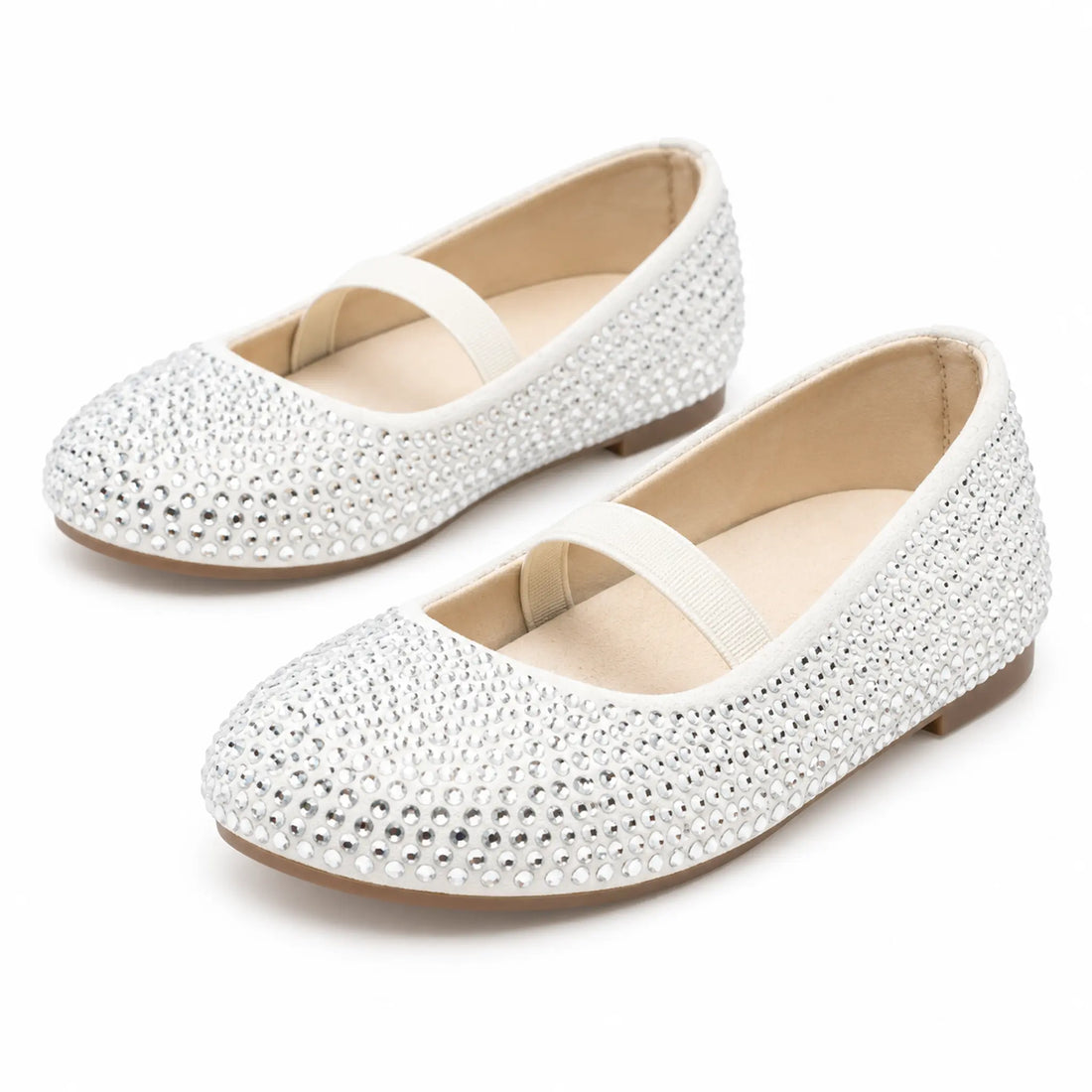 Babywalker Ivory Swarovski Crystal Girls Ballet Flats — product image on white