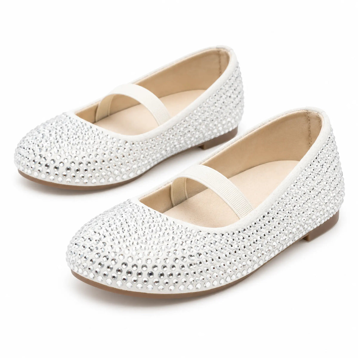 Babywalker Ivory Swarovski Crystal Girls Ballet Flats — product image on white