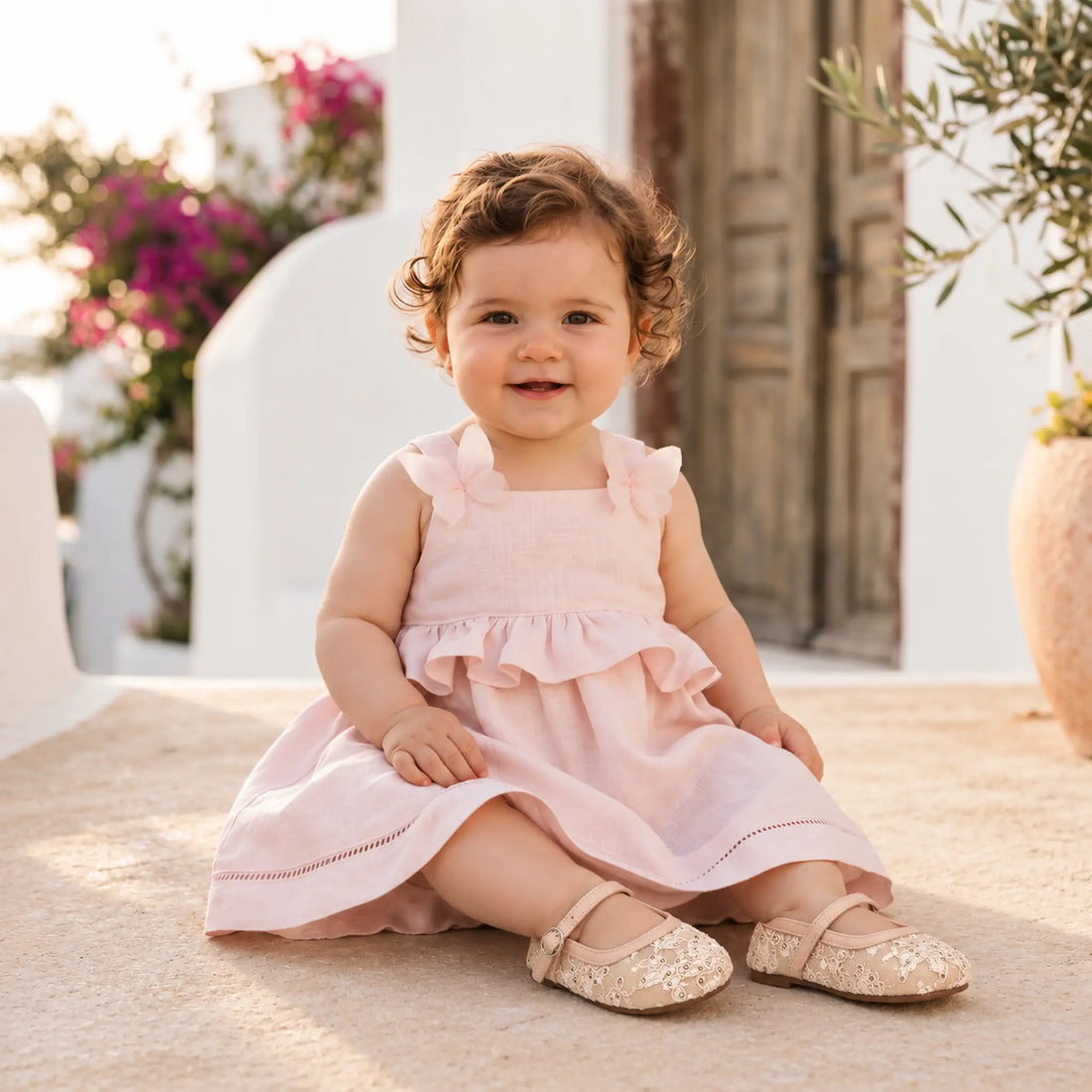 Babywalker Nude Lace &amp; Rhinestone Girls Ballerina Shoes — lookbook, shoe size 19