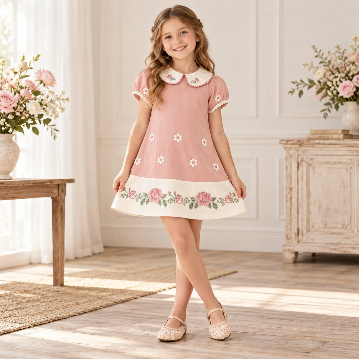 Babywalker Nude Lace &amp; Rhinestone Girls Ballerina Shoes — lookbook, shoe size 36