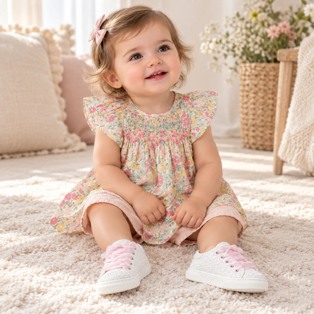 BabyWalker White Glitter Girls Sneakers with Pink Tulle Laces — lookbook, shoe size 19