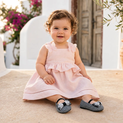 Handmade Bow Embellished Pied De Poule Fabric — lookbook, shoe size 19