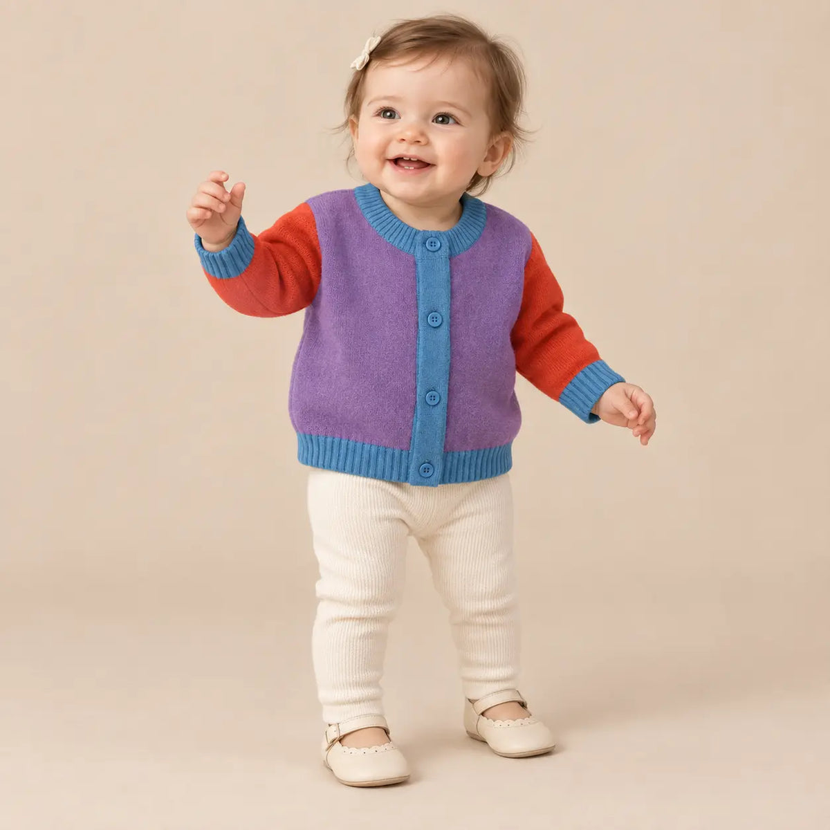 Color Block Baby Cardigan Violet lookbook image 1