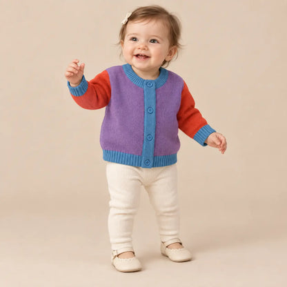 Color Block Baby Cardigan Violet lookbook image 1
