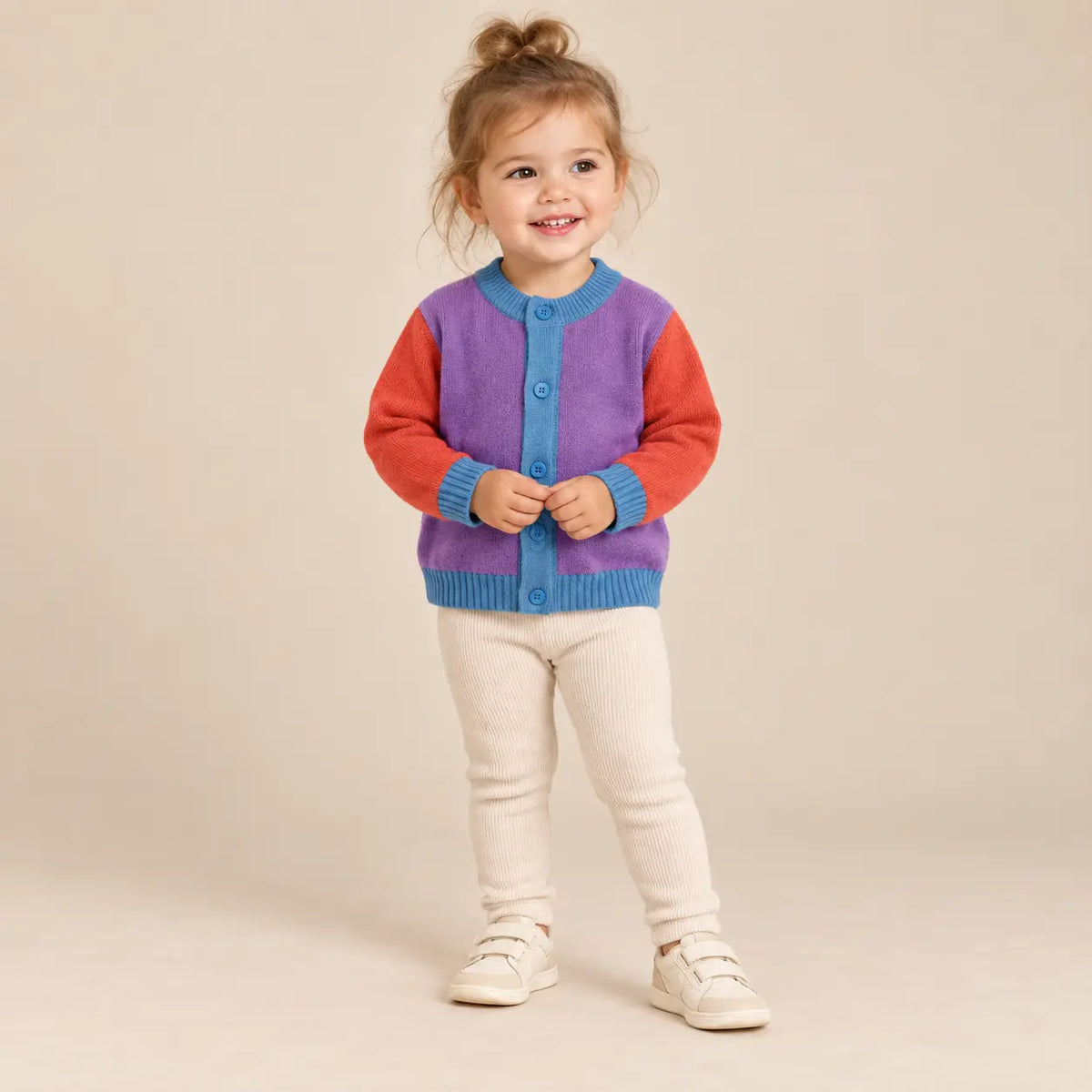 Color Block Baby Cardigan Violet lookbook image 2