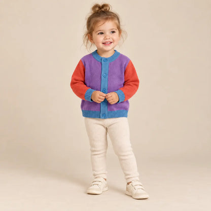 Color Block Baby Cardigan Violet lookbook image 2
