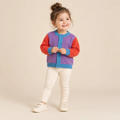 Color Block Baby Cardigan Violet lookbook image 3