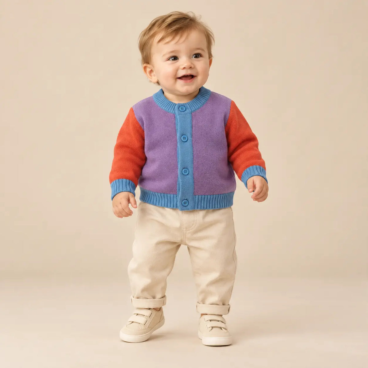 Color Block Baby Cardigan Violet lookbook image 4